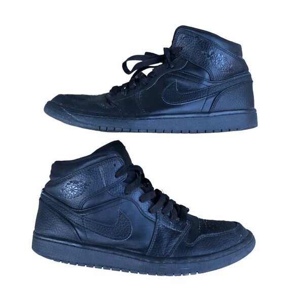2019 Nike Air Jordan 1 Jordan 1 Mid Triple Black Size 8.5 - Picture 1 of 16